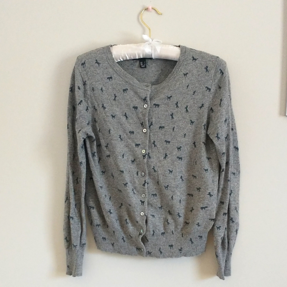 Mango Gray Patterned Cardigan - image 1